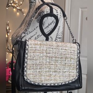 Magnolia And Vine Tweed Grommet Versa Crossbody Handbag